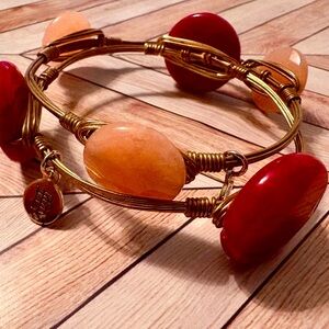 Bourbon and Bowties Pink Quartz and Cherry Bangle Stone Bracelets-